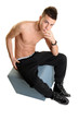 Teenager over white background
