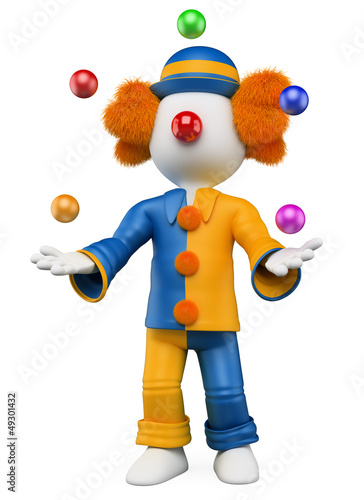 Illustration: 3D white people. Clown juggler 3D white people. Clown juggler
