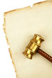 gavel on old paper