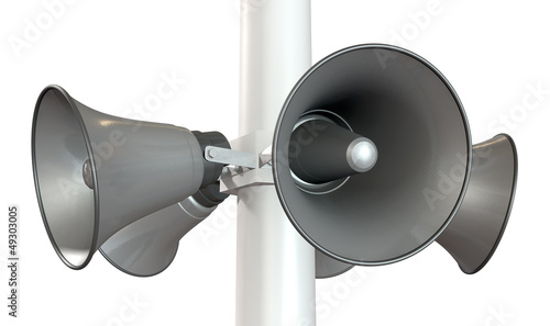 Photo: Horn Loudspeakers On A Pole Horn Loudspeakers On A Pole