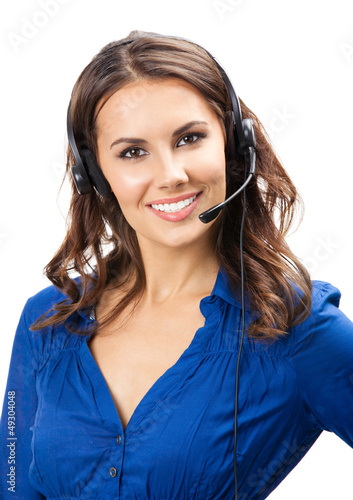 Photo: Support phone operator in headset, isolated Support phone operator in headset, isolated