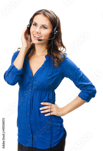 Photo: Support phone operator in headset, isolated Support phone operator in headset, isolated