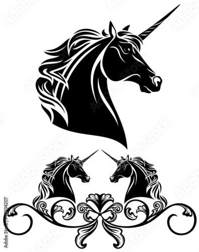Vector: fine unicorn head decorative element - vector illustration fine unicorn head decorative element - vector illustration