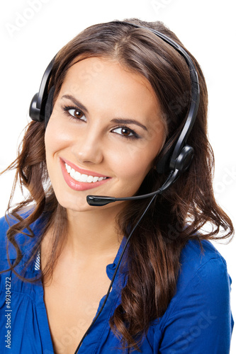 Photo: Support phone operator in headset, isolated Support phone operator in headset, isolated