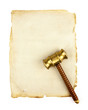 gavel on blank parchment
