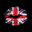 Great Britain flag lipstick on grunge lips