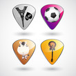 Vector: Guitar picks or plectrums with custom designs Guitar picks or plectrums with custom designs