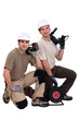 duo of proud electricians