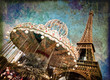 Le carrousel de la tour Eiffel, vintage - Paris