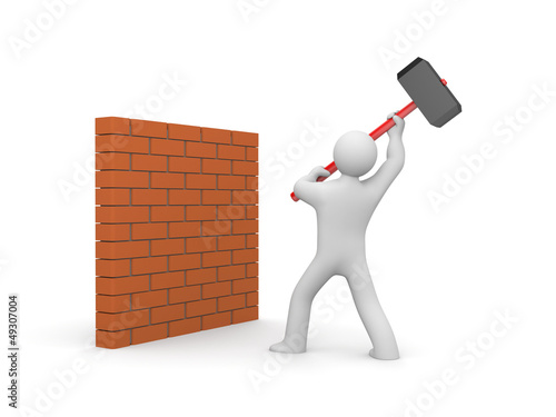Illustration: Man smashes wall Man smashes wall