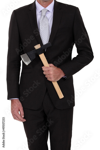 Photo: Businessman with an axe Businessman with an axe