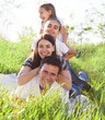 Happy young family with two children