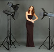 Beautiful professional female model resting between shots in