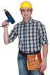Man holding heat torch