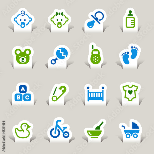 Vector: Paper Cut - Baby icons Paper Cut - Baby icons