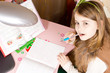 Young girl doing school work