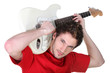 Rocker playing the electric guitar