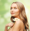 lovely woman with gerbera flower