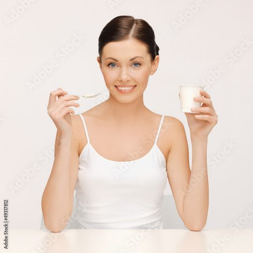 Photo: woman with yogurt woman with yogurt