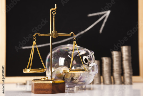 Photo: Business concept, Pig bank and money coin Business concept, Pig bank and money coin