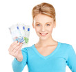 woman with euro cash money