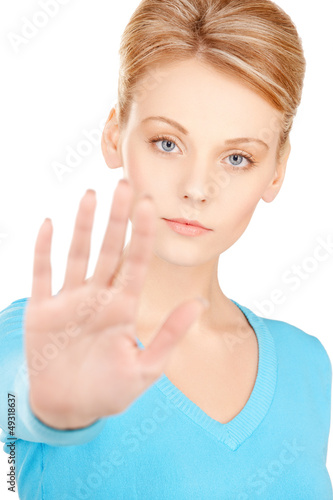 Photo: woman making stop gesture woman making stop gesture