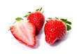 Strawberries on white background