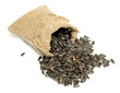 Black sunflower seeds in a bag