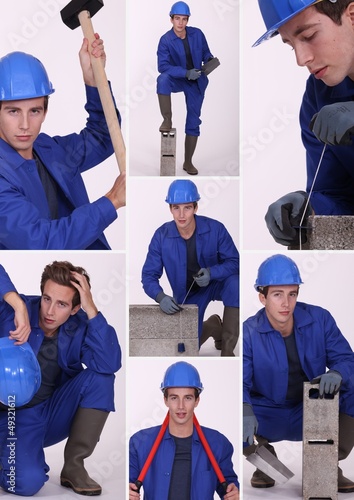 Photo: Collage of a construction worker Collage of a construction worker