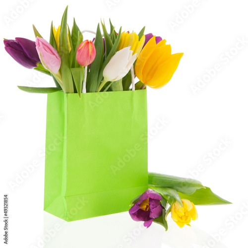 Photo: Shopping bag colorful tulips Shopping bag colorful tulips