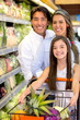 Family shopping for groceries