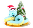 Sweet snakes and christmas tree candy on white background