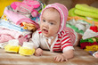 baby girl with  children's clothes