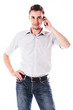 young and handsome man talking on the phone