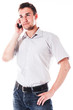 young and handsome man talking on the phone
