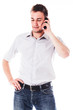 young and handsome man talking on the phone