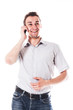 young and handsome man talking on the phone