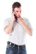 young and handsome man talking on the phone