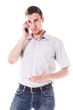 young and handsome man talking on the phone
