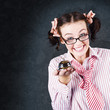 Funny Student Showing Smart Education Service