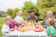 Family enjoying lunch at the park