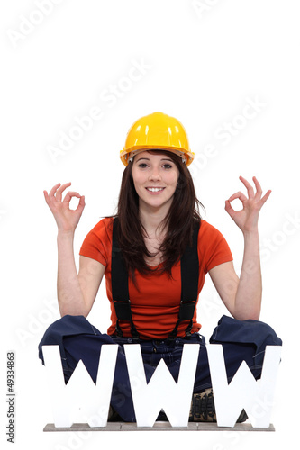 Photo: Tradeswoman thankful for modern technology Tradeswoman thankful for modern technology