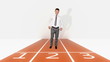 Businessman getting ready for sprint race