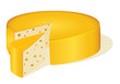 of a circle cut off a piece of cheese on white