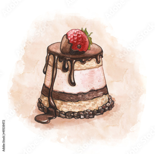 Illustration of a strawberry cake Illustration of a strawberry cake
