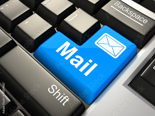 Illustration: Keyboard with "mail" button 3d Keyboard with "mail" button 3d