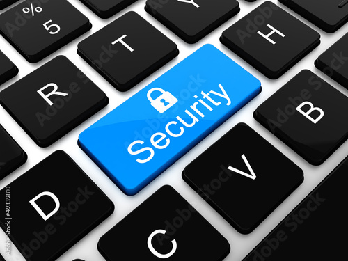 Illustration: security key on the keyboard of laptop computer security key on the keyboard of laptop computer