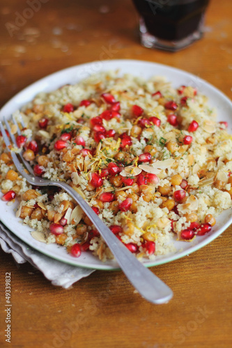 Photo: Portion of couscous salad with chickpea Portion of couscous salad with chickpea