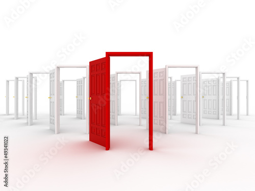 Illustration: Many doors. 3d Many doors. 3d