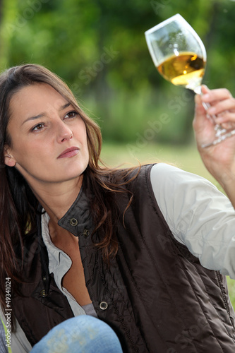 Photo: winemaker watching glass of wine winemaker watching glass of wine